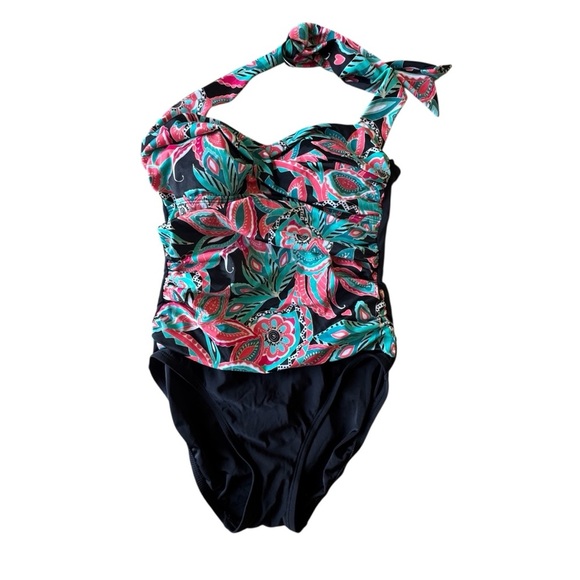 Aqua Green Woman’s One Piece Halter Style Swimsuit Size Small - Picture 1 of 9